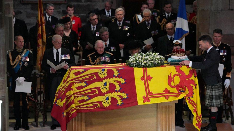 Scottish crown on Queen's coffin