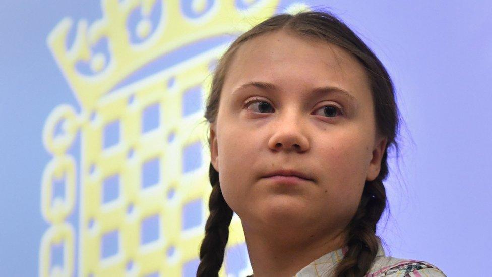 Greta Thunberg speaking at Parliament