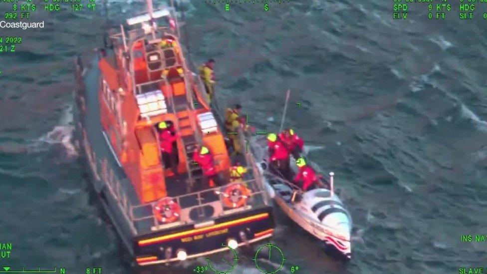 Footage from the coastguard shows the rescue off the coast of Larne on Saturday