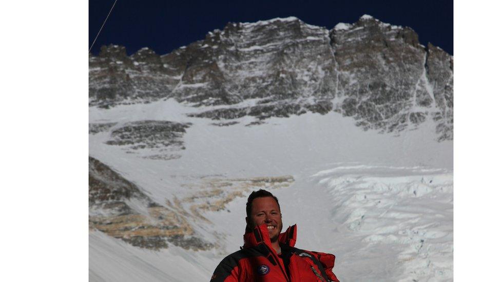 Robby Kojetin at the summit of Mount Everest