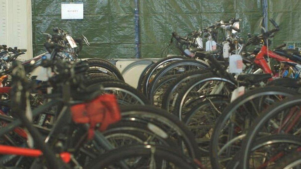 Police Scotland yard in Edinburgh where lost and stolen bikes are held