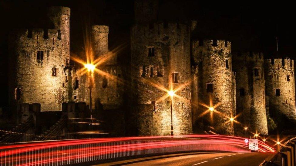 Conwy Castle lit up