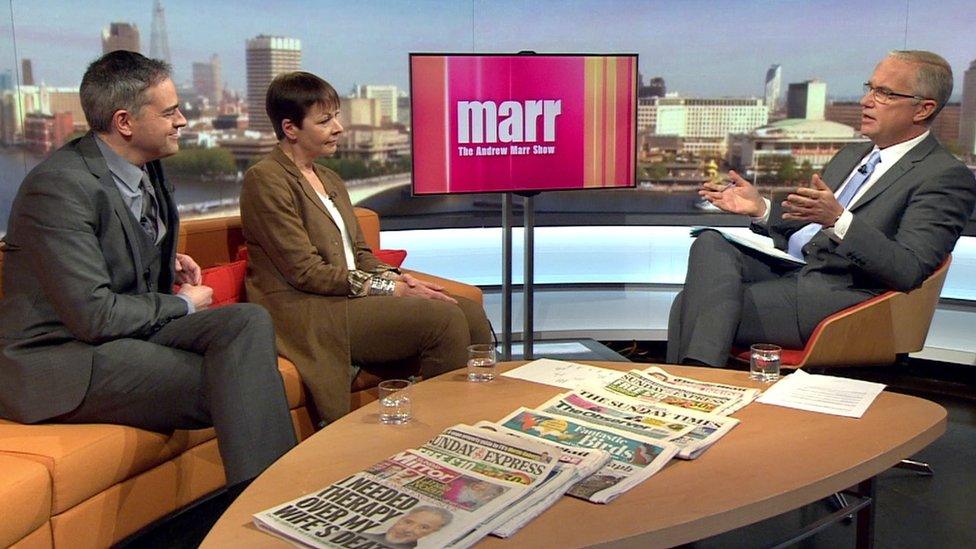 Caroline Lucas and Jonathan Bartley on the Andrew Marr Show