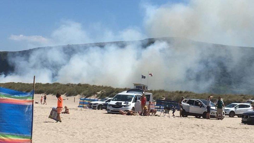 Smoke on the beach.