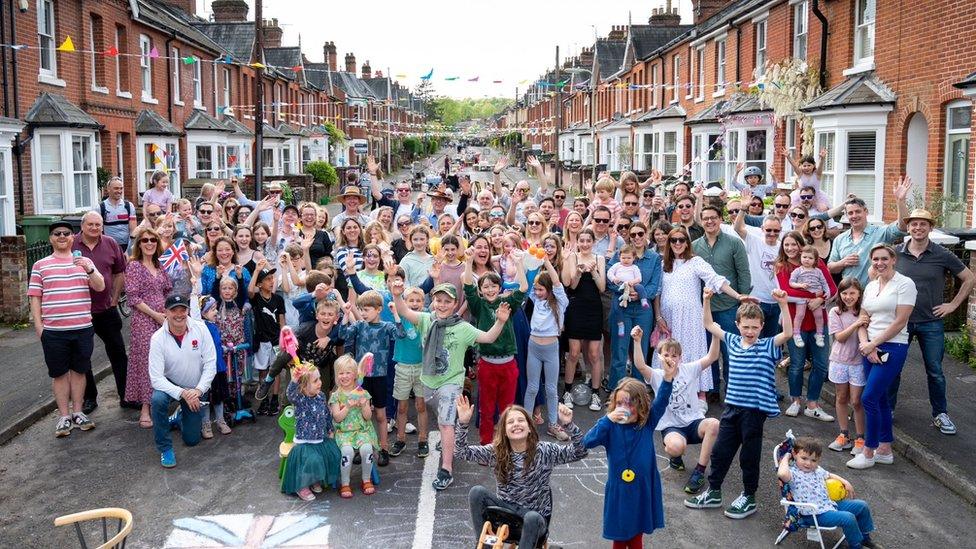 Street party in Fairfield Road, in Winchester