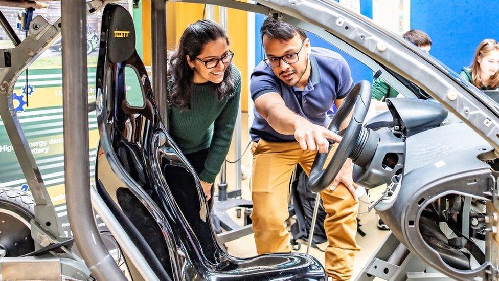 Inside the solar car