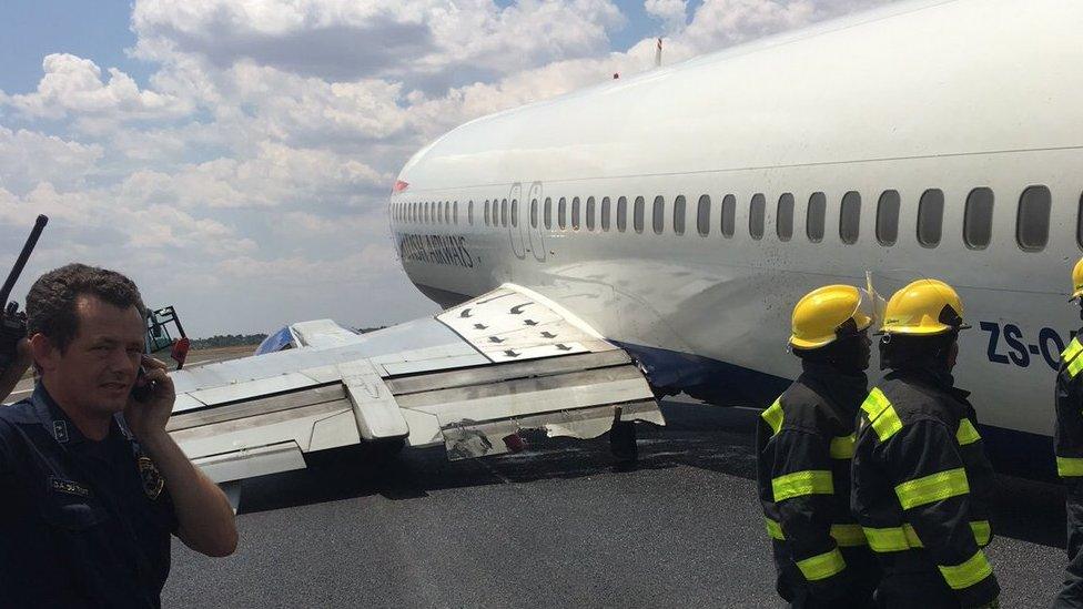 The BA plane, owned and operated by Comair, on the runway at OR Tambo International Airport