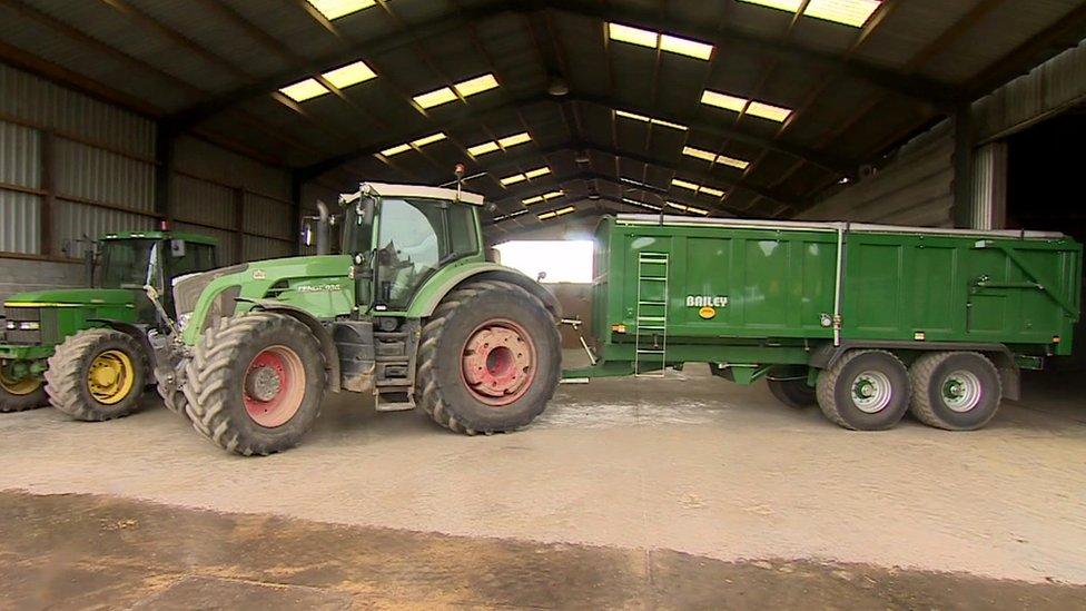 Tractors on a farm