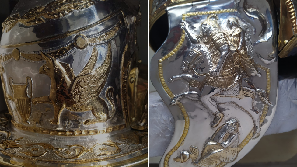 Details of helmet decoration