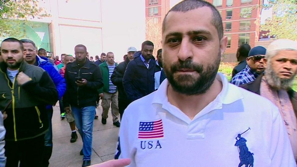 Muslim man outside the Islamic Cultural Center