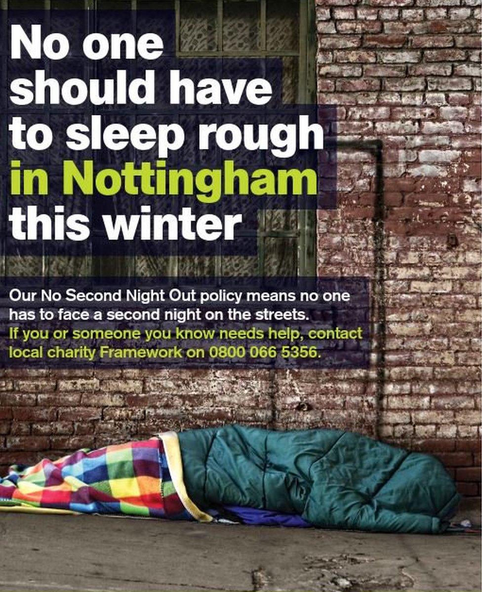 Nottingham council poster about homelessness