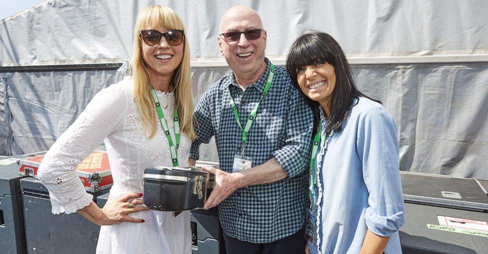 Sara Cox, Ken Bruce and Claudia Winkleman