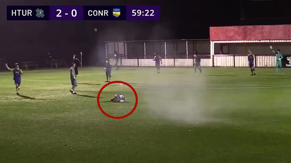 Firework near miss during Hashtag United match