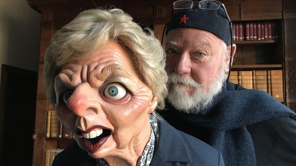 Roger Law and the Spitting Image puppet of Margaret Thatcher