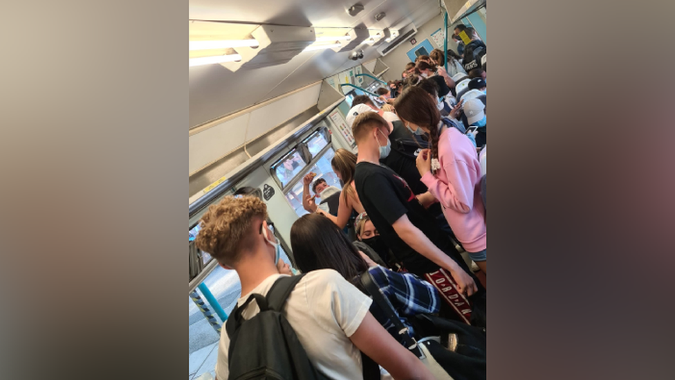 Barry to Cardiff packed train