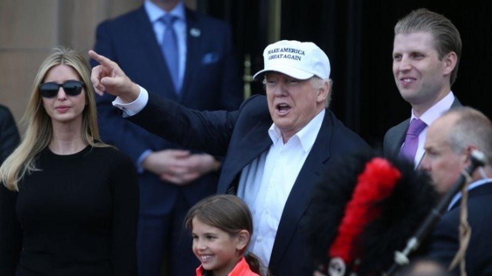 Donald Trump addresses staff at Turnberry