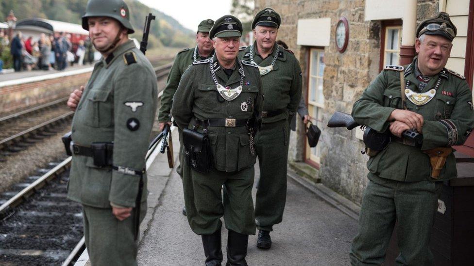 World War Two re-enactors dressed as a German soldiers