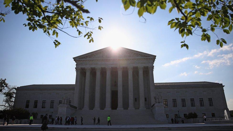 The sun sets on the US Supreme Court building