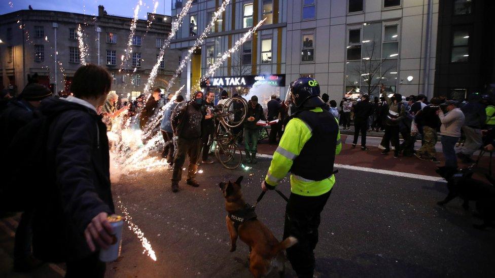 Firework set off next to police