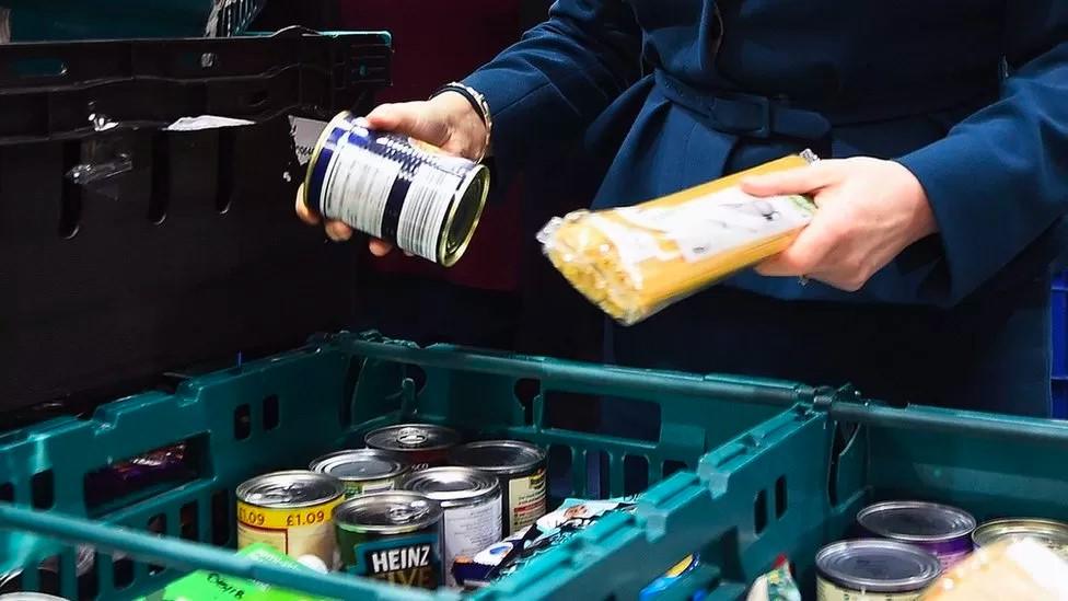 Food items at a food bank