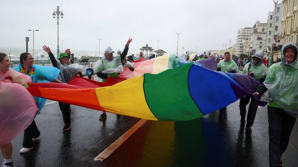 Revellers at Pride