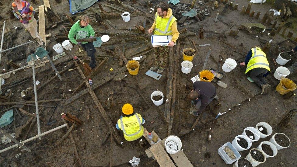 archaeologists on site