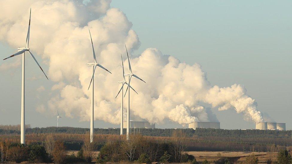 Wind turbines and a power station