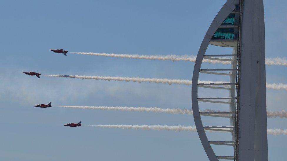 Spinnaker Tower with the Red Arrows