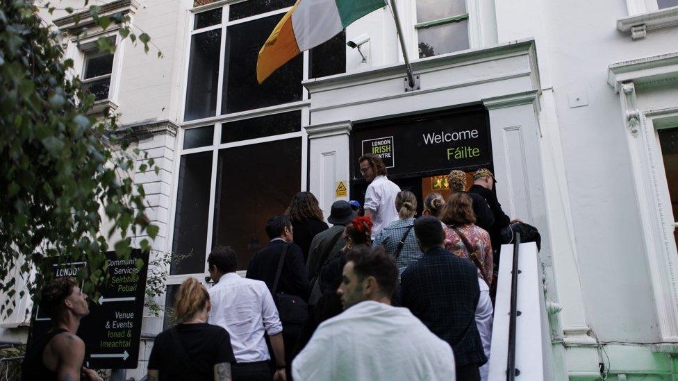 People arrive to attend a vigil for O'Connor at the London Irish Centre