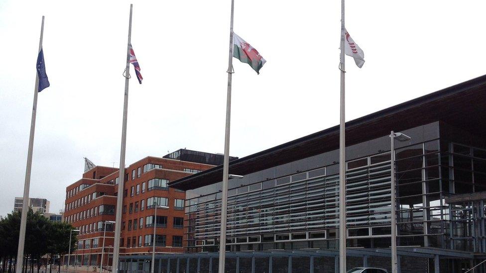 Flags at half mast at the Assembly