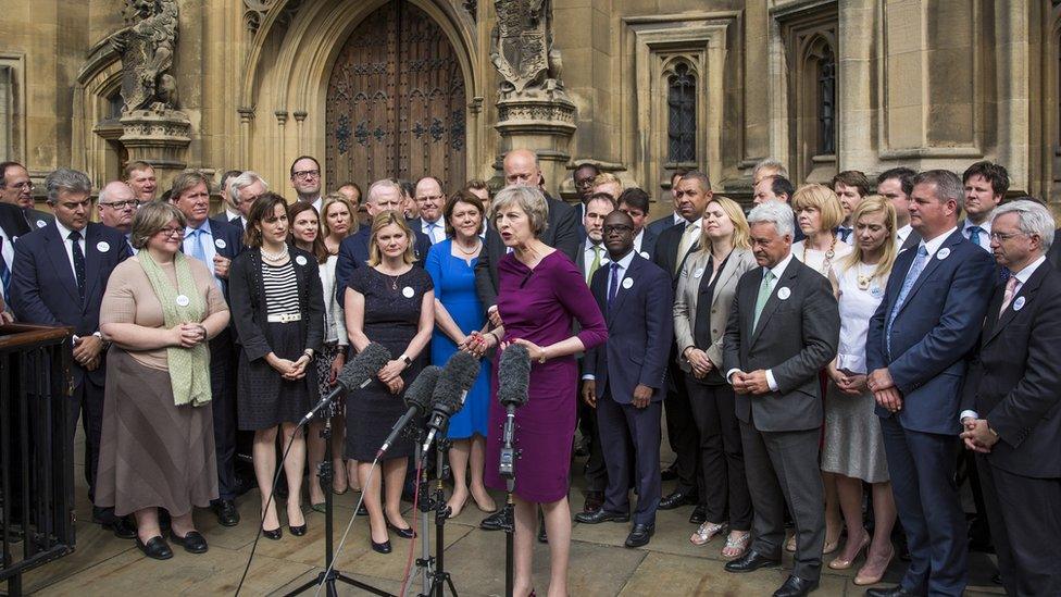 Theresa May and MPs supporting her leadership bid