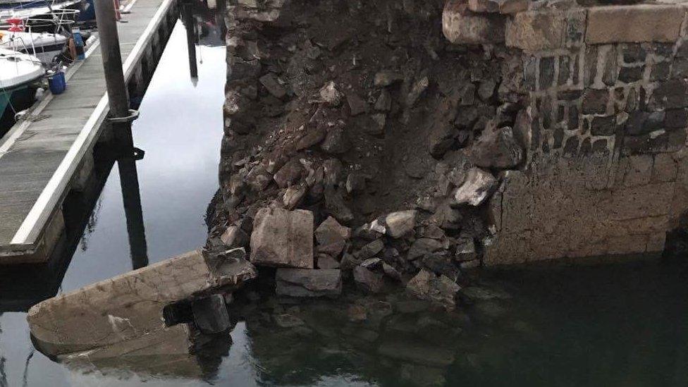 Banff harbour collapse