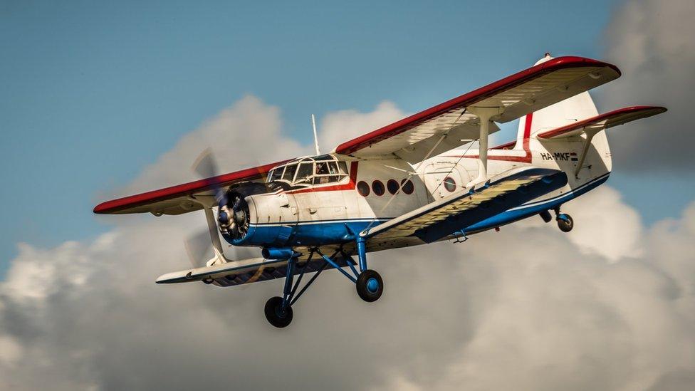 The worlds largest single-engine biplane, the Antonov An-2 HA-MKF, snapped over Abingdon