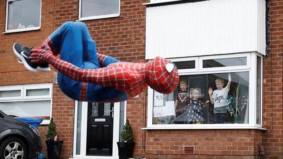 Man dressed as Spider-Man