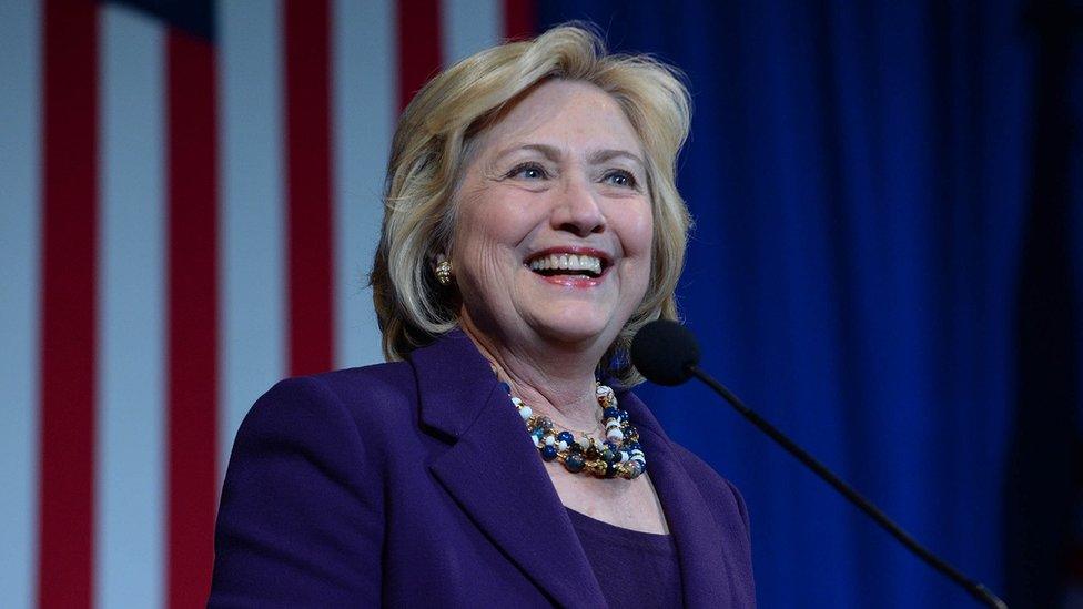 Hillary Clinton smiles during a speech in New Hampshire.