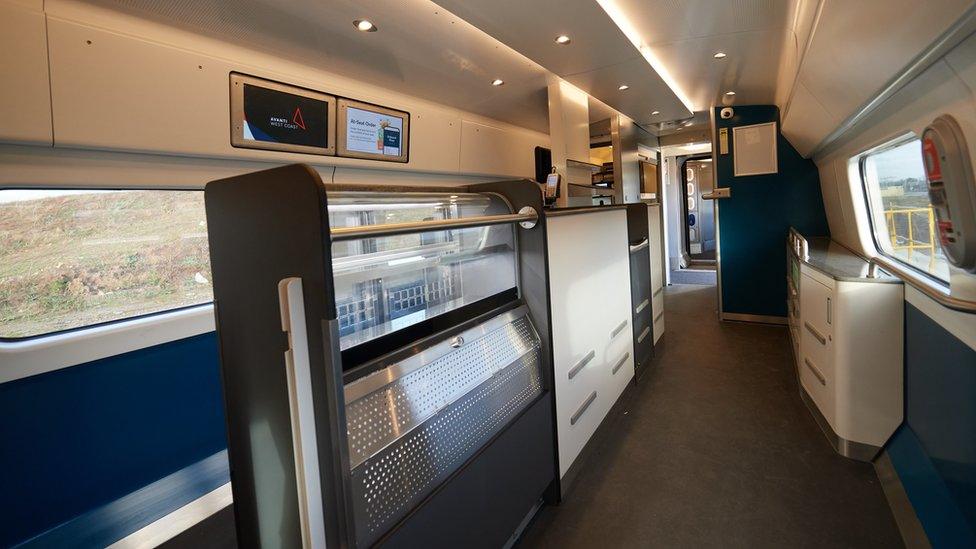 Shop on refurbished Pendolino train