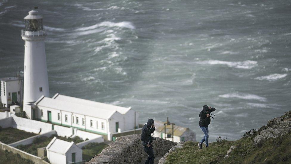 South Stack lighthouse surrounded by the sea