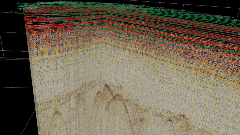 Radar image of roofs of Camp Century underground US base, Greeland, 2017