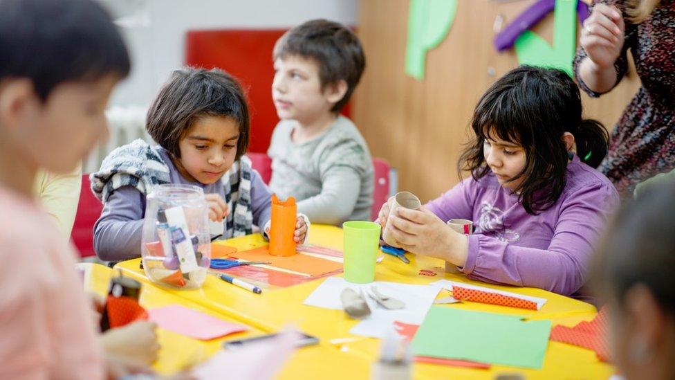 Special needs children at a craft class