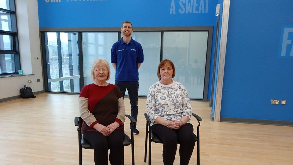 Francis Murphy and Marie Thompson with physio Eamon Doherty