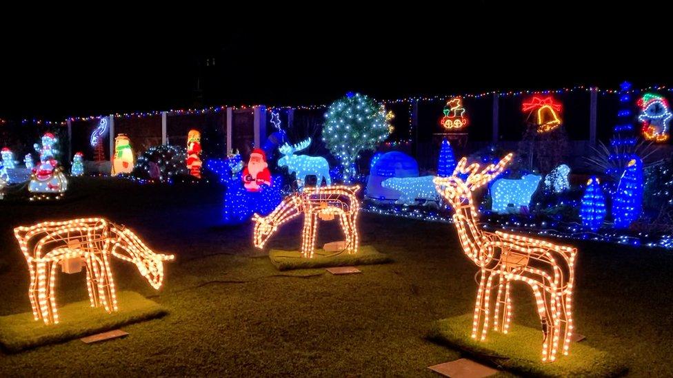 Winter wonderland in a garden in North Wingfield, near Chesterfield, Derbyshire