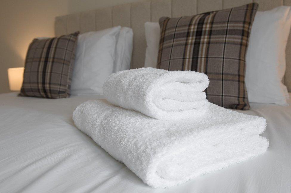 towels on a bed