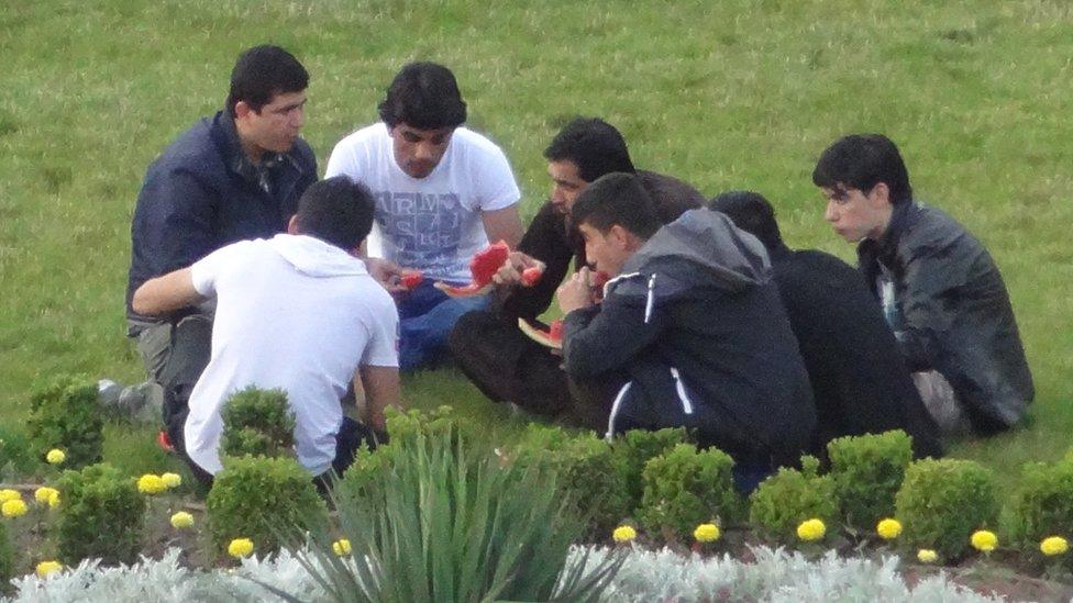 A group of migrants in Sofia