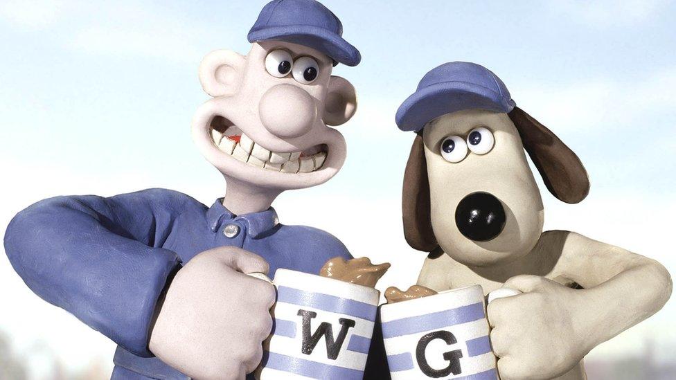 Wallace and Gromit and their mugs