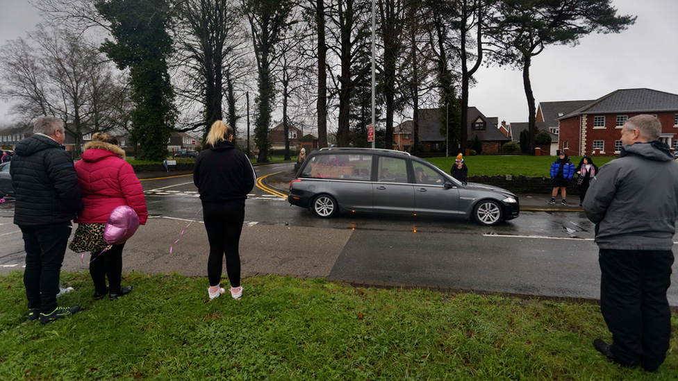 Mourners lined part of the route of the funeral cortege