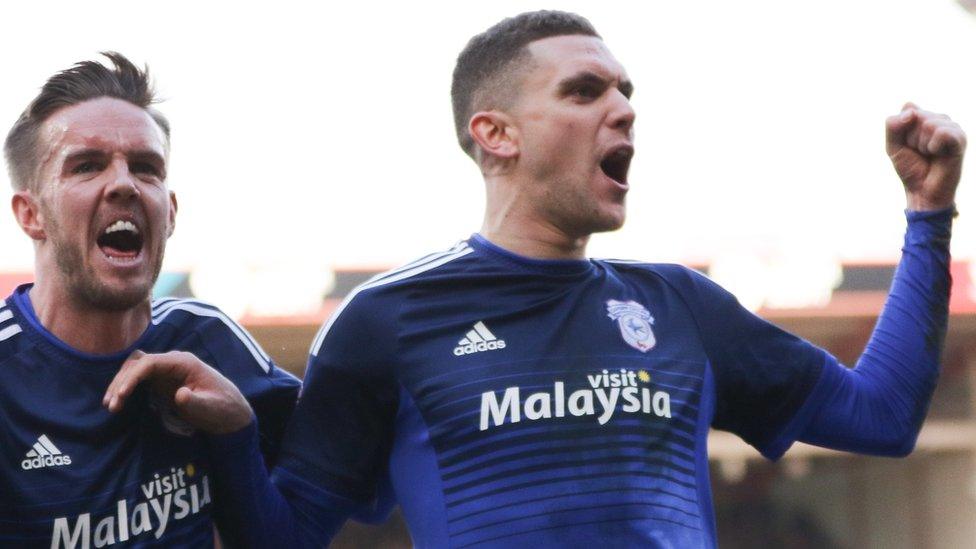 Stuart O'Keefe and Craig Noone celebrate at Bristol City
