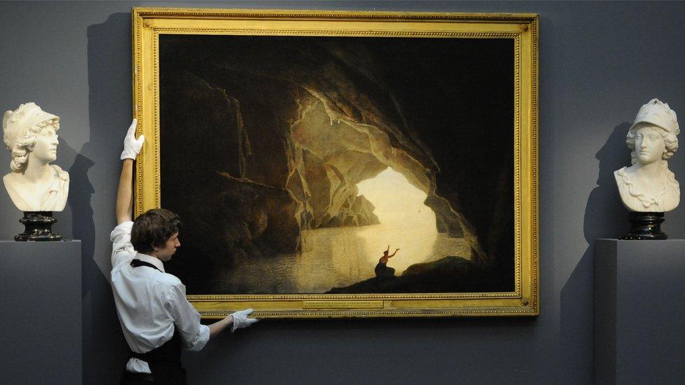 Joseph Wright's A grotto in the Gulf of Salerno, with the figure of Julia, banished from Rome