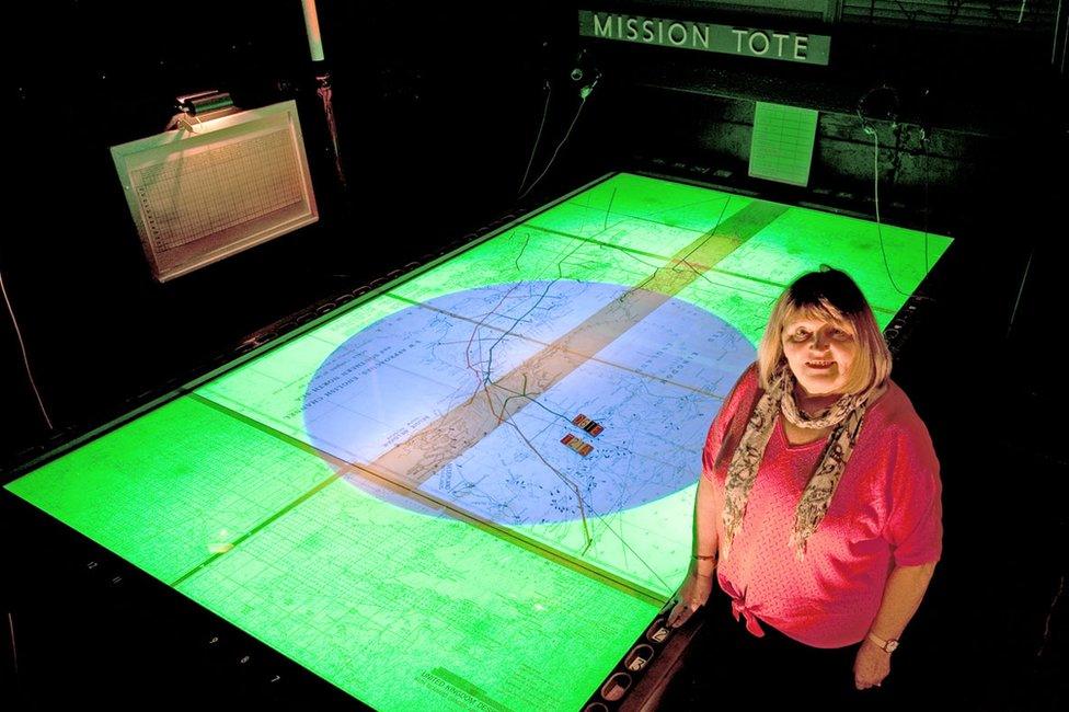 Janet Levesley in the former radar operations room at Holmpton Cold War bunker