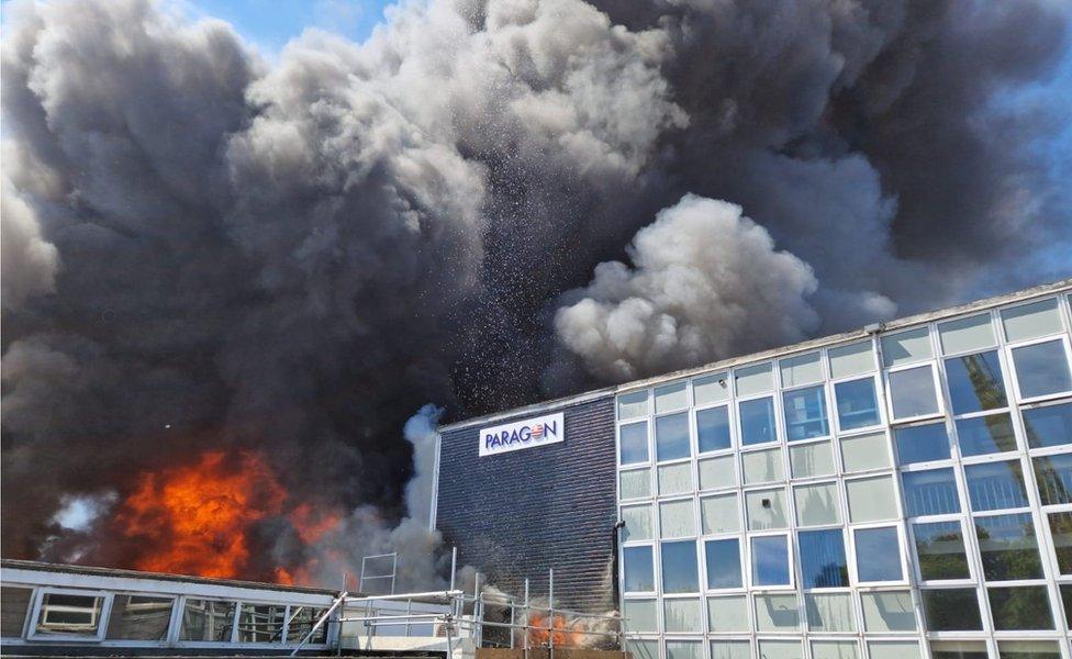 Fire at commercial unit in Saffron Road, South Wigston, Leicestershire