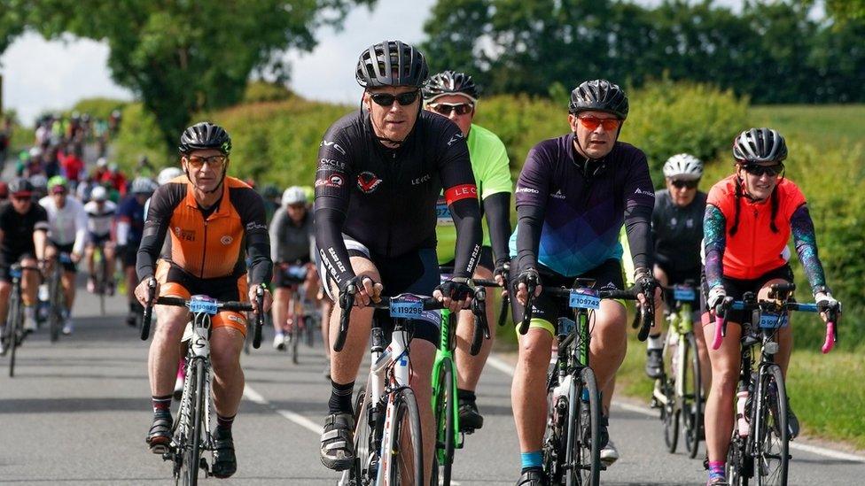 Cyclists taking part in RideLondon